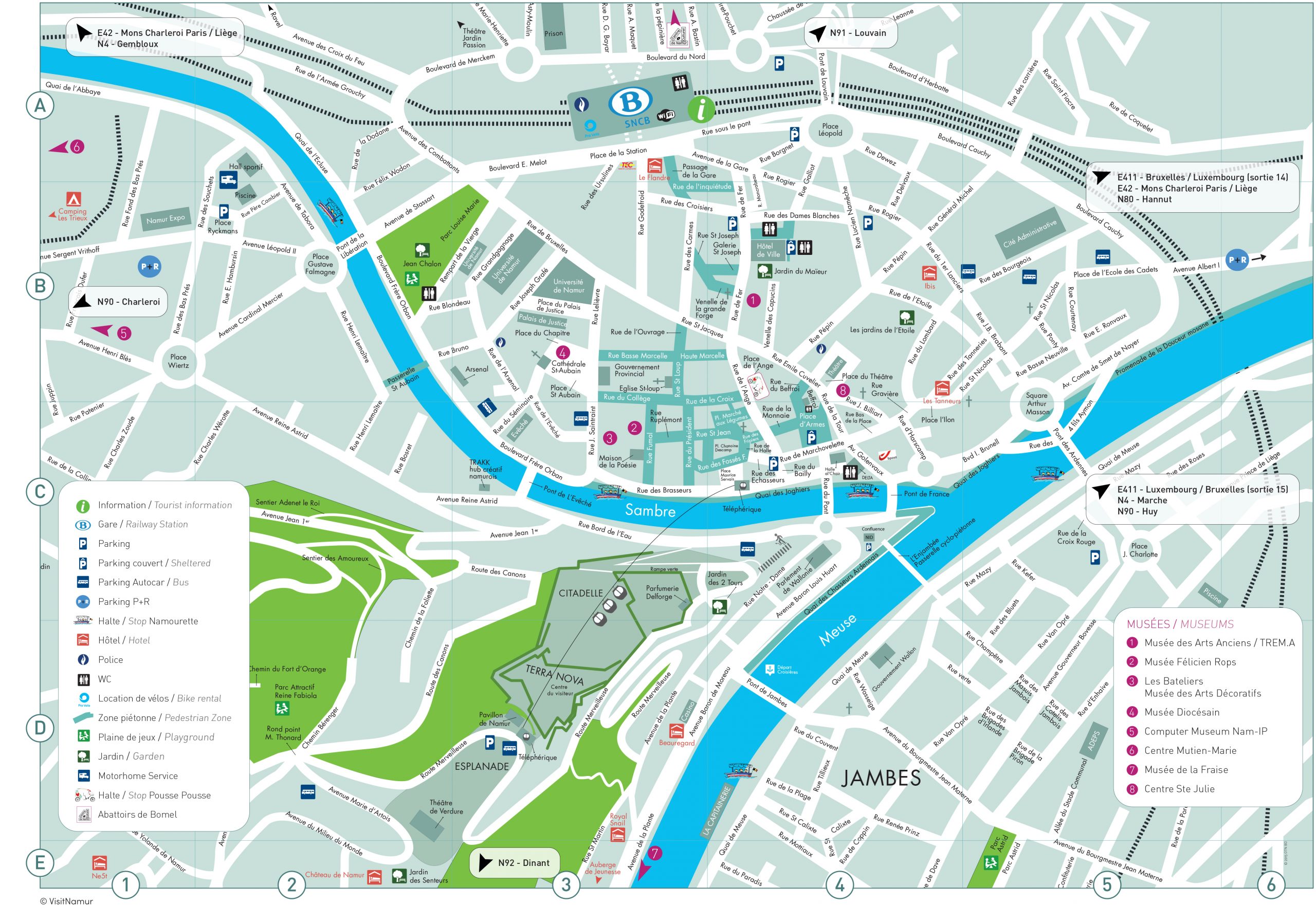 Plan de Namur - Visit Namur - Office du Tourisme de Namur